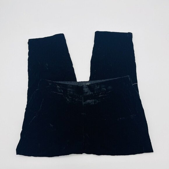 J Crew Womens Size 12 Crushed Velvet Pull On Easy Pants Style J5014 in Black - Picture 2 of 7